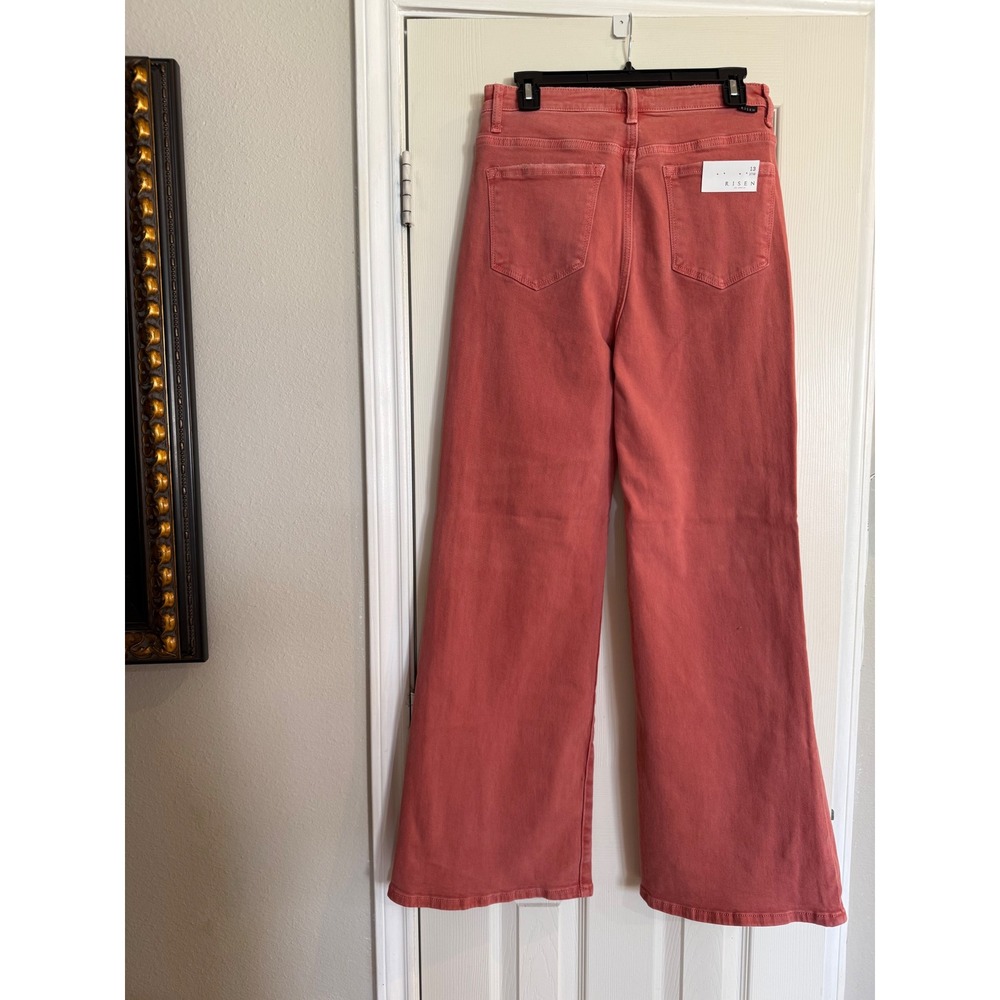 Risen Jeans Peach Blossom Wide Leg High Rise Crossover Waist Pants RDP5314 13/31 - Picture 2 of 8